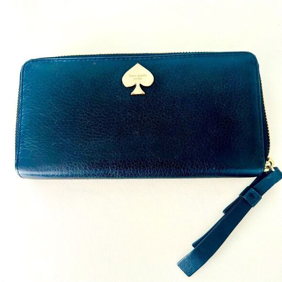 Kate Spade black leather, zip around wallet. - Picture 1 of 8